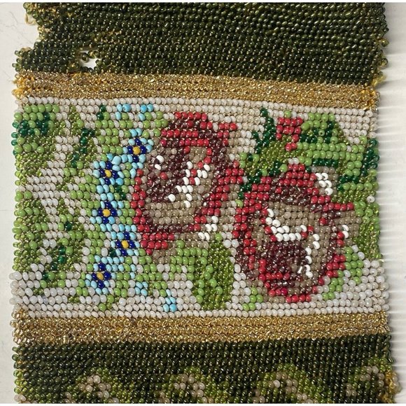 Antique Victorian Drawstring Beaded Purse 19th C. Art Nouveau Bag Glass - Picture 8 of 16